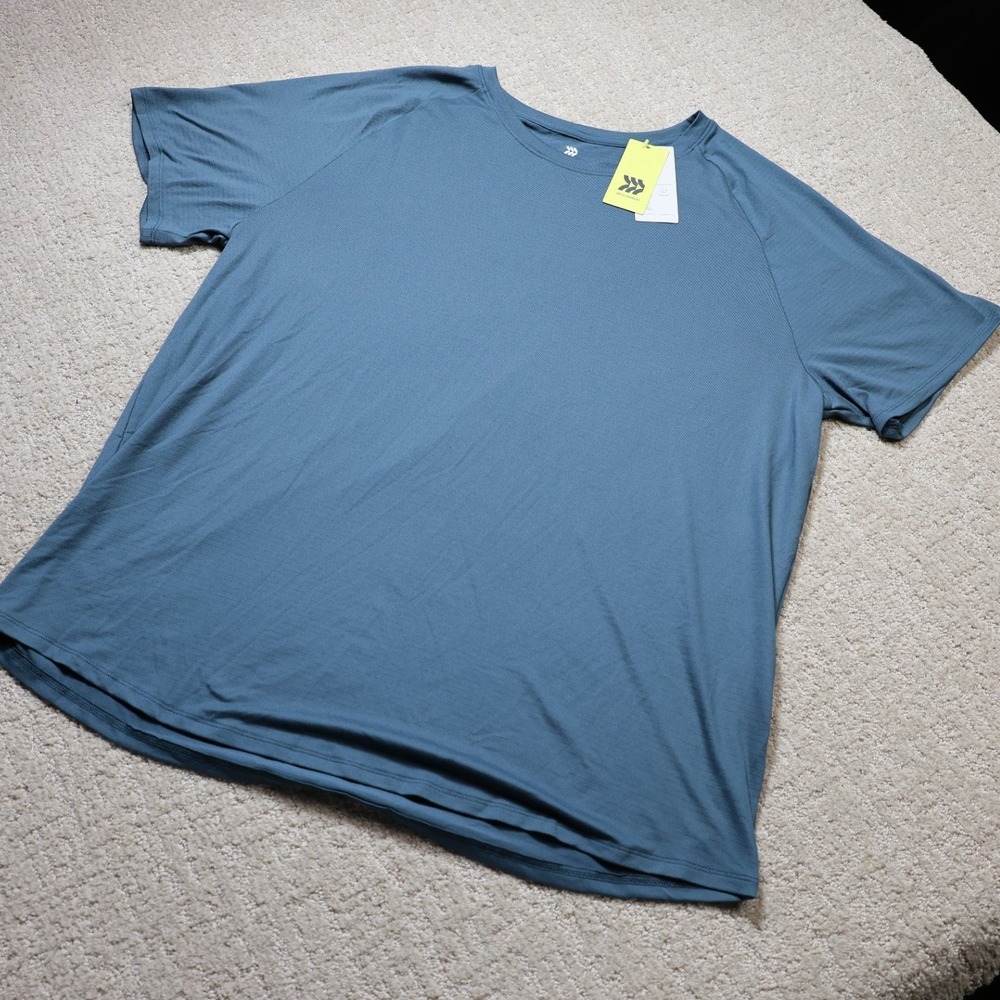 All in Motion Mens XL Blue Linear Mesh Raglan Tee Quick Dry Active Shirt NWT